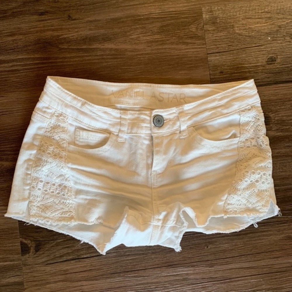 Vanilla Star White & Lace Denim Shorts
